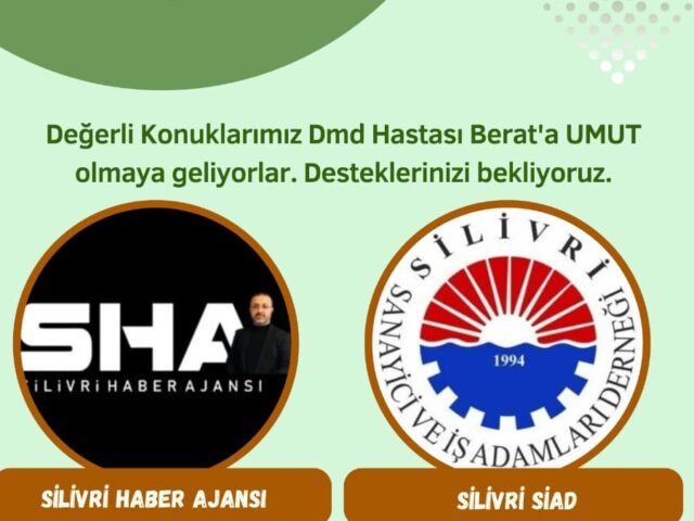 Silivri Sanayici ve İş Adamları Derneği (SİAD) Dernek Başkanımız Hakan Kocabaş ve Silivri Haber Ajansı (SHA) Yusuf Eker, DMD Kas Hastası Berat Özdemir evladımızın yanında olmak ve ailesine destek vermek üzere canlı yayına katılacaklardır.